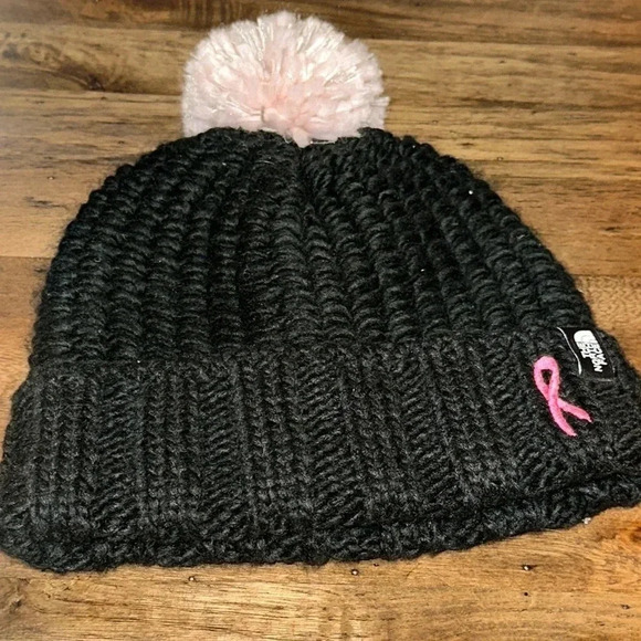 The North face breast cancer awareness black and pink toboggan one size - Picture 1 of 4